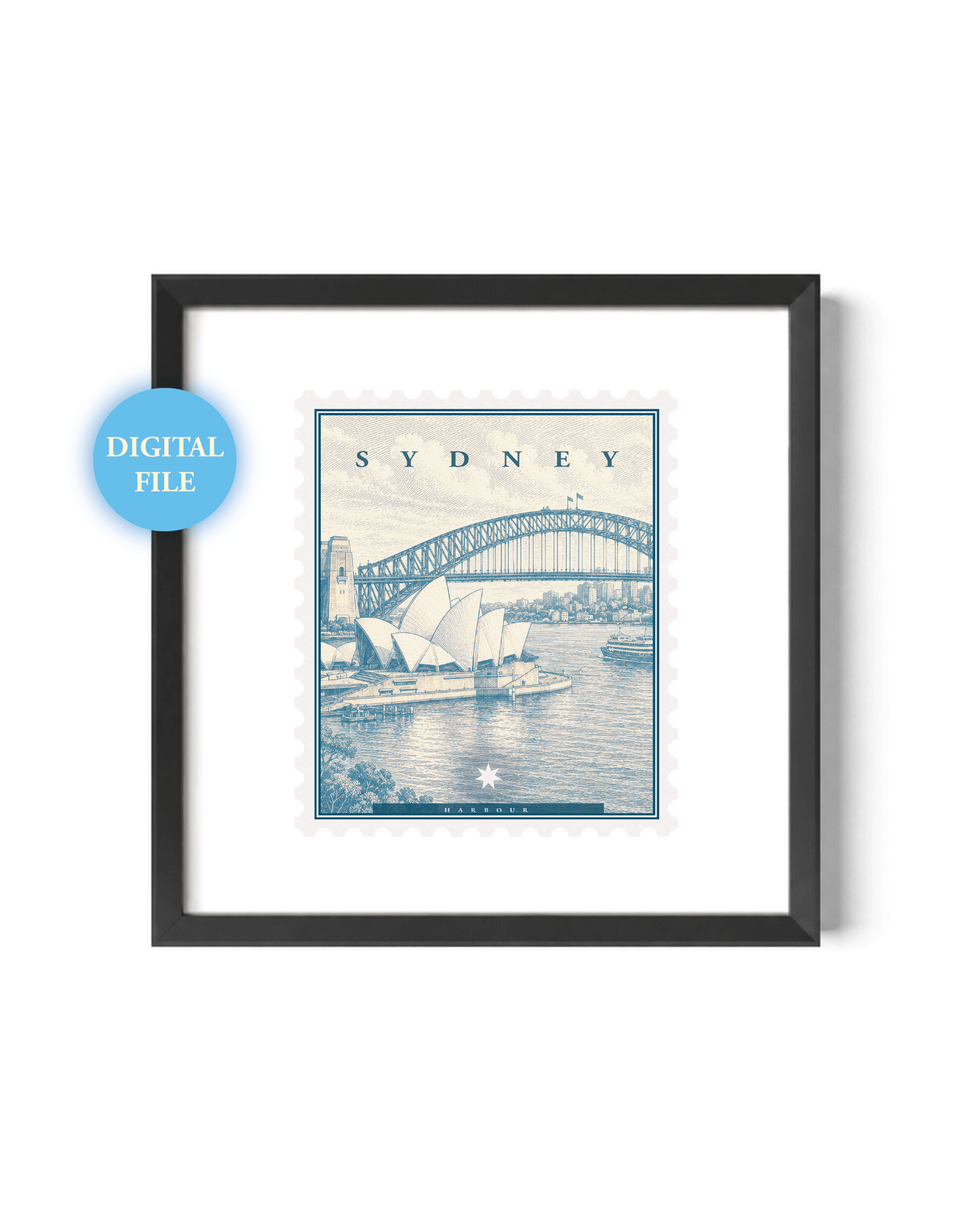 Sydney Harbour Vintage Stamp (Digital File)